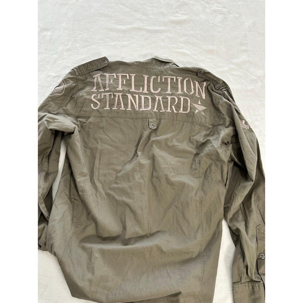 Affliction Shirt NWOT Men's Embroidered Long Sleeve Tan Size 2X 100% Cotton New!